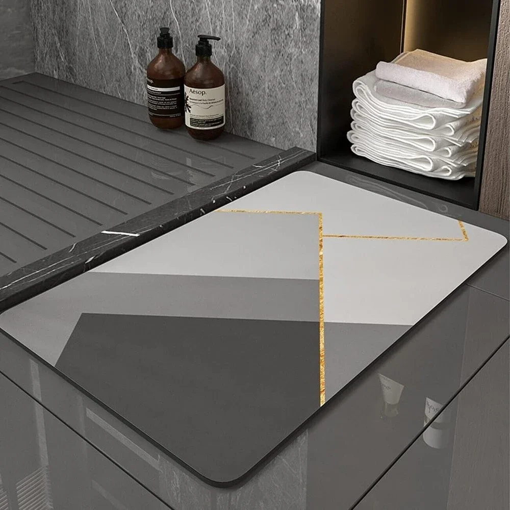 Diatomaceous  Bath Mat Super Absorbent and  Washable 16x24. color grey